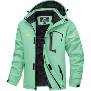 ❤️Men's Water Resistant Fleece Lined Winter Windproof Warm Snow Ski Jacket Green